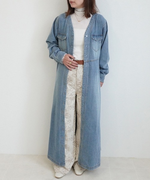 SELECT LEVERY（セレクトリベリー）の「デニムロングワンピース（ワンピース・レディース・ネイビー/ブラック/ブルー・MEDIUM）」の4枚目の写真