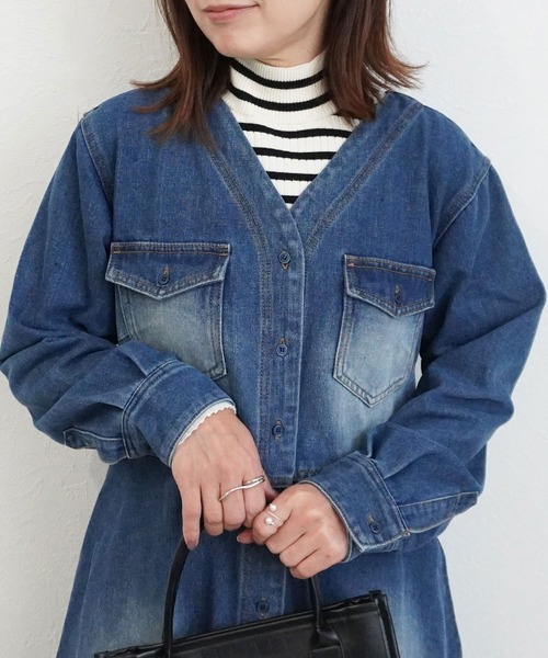 SELECT LEVERY（セレクトリベリー）の「デニムロングワンピース（ワンピース・レディース・ネイビー/ブラック/ブルー・MEDIUM）」の19枚目の写真