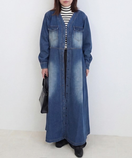 SELECT LEVERY（セレクトリベリー）の「デニムロングワンピース（ワンピース・レディース・ネイビー/ブラック/ブルー・MEDIUM）」の13枚目の写真