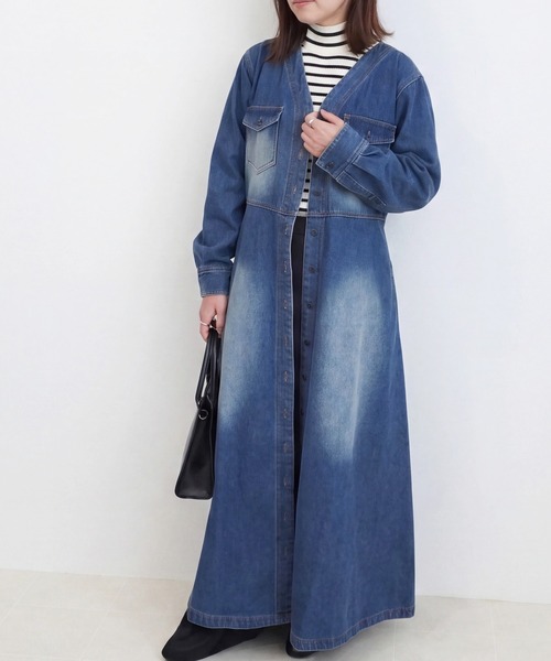 SELECT LEVERY（セレクトリベリー）の「デニムロングワンピース（ワンピース・レディース・ネイビー/ブラック/ブルー・MEDIUM）」の15枚目の写真