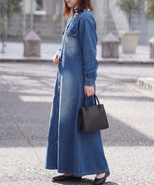 SELECT LEVERY（セレクトリベリー）の「デニムロングワンピース（ワンピース・レディース・ネイビー/ブラック/ブルー・MEDIUM）」の9枚目の写真