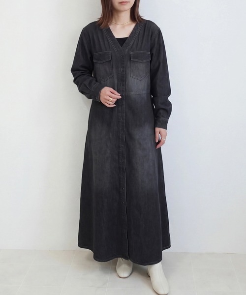 SELECT LEVERY（セレクトリベリー）の「デニムロングワンピース（ワンピース・レディース・ネイビー/ブラック/ブルー・MEDIUM）」の20枚目の写真