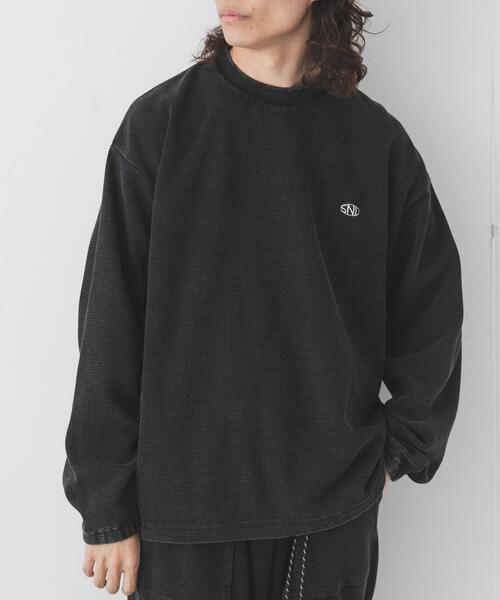 URBAN RESEARCH Sonny Label（アーバンリサーチサニーレーベル）の「ヴィンテージライクワッフルロングTシャツ（Tシャツ/カットソー・メンズ・ブラック/ネイビー・MEDIUM/LARGE）」の10枚目の写真