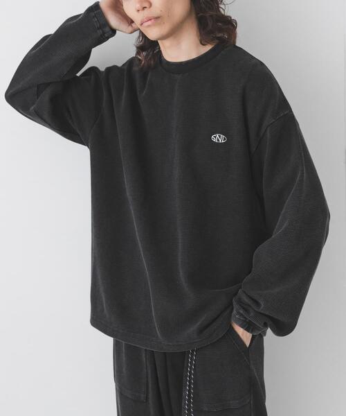 URBAN RESEARCH Sonny Label（アーバンリサーチサニーレーベル）の「ヴィンテージライクワッフルロングTシャツ（Tシャツ/カットソー・メンズ・ブラック/ネイビー・MEDIUM/LARGE）」の9枚目の写真
