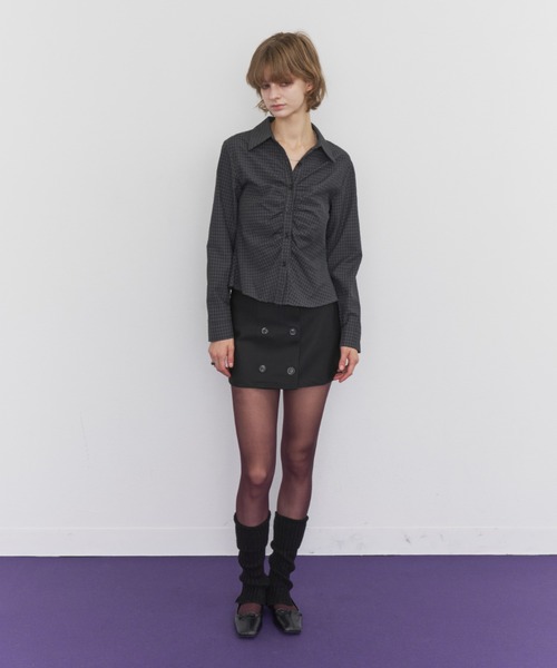 Rohwel(ローウェル)の「Gathered Check Shirt / ギャザーチェックシャツ(シャツ/ブラウス・レディース・ホワイト/ブラック/ベージュ・FREE)」の12枚目の写真