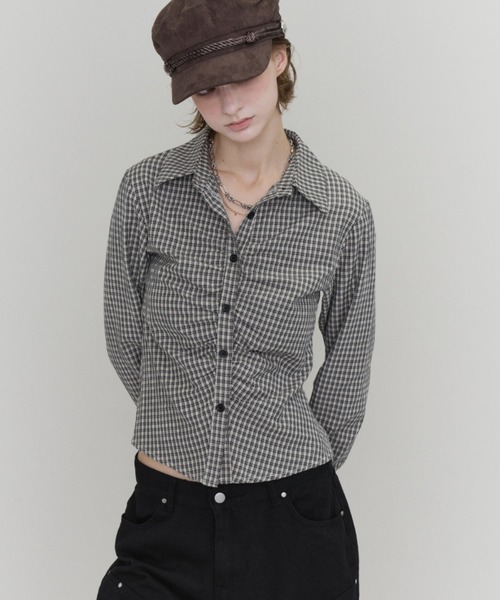 Rohwel(ローウェル)の「Gathered Check Shirt / ギャザーチェックシャツ(シャツ/ブラウス・レディース・ホワイト/ブラック/ベージュ・FREE)」の17枚目の写真