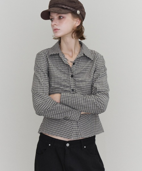 Rohwel(ローウェル)の「Gathered Check Shirt / ギャザーチェックシャツ(シャツ/ブラウス・レディース・ホワイト/ブラック/ベージュ・FREE)」の18枚目の写真