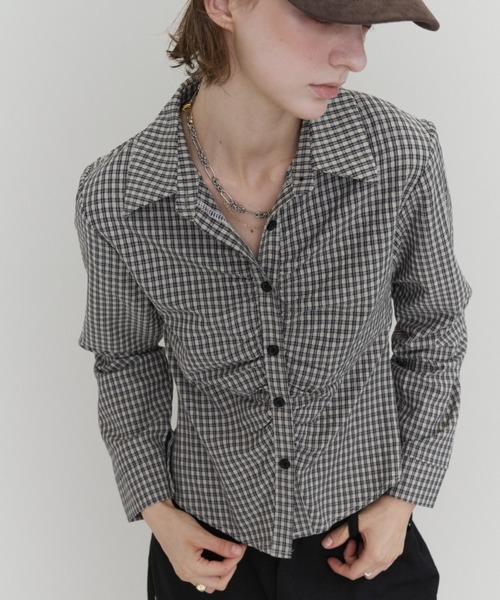 Rohwel(ローウェル)の「Gathered Check Shirt / ギャザーチェックシャツ(シャツ/ブラウス・レディース・ホワイト/ブラック/ベージュ・FREE)」の21枚目の写真