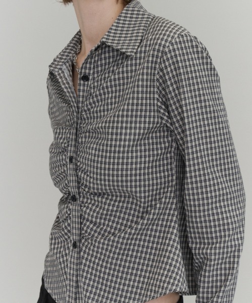 Rohwel(ローウェル)の「Gathered Check Shirt / ギャザーチェックシャツ(シャツ/ブラウス・レディース・ホワイト/ブラック/ベージュ・FREE)」の22枚目の写真