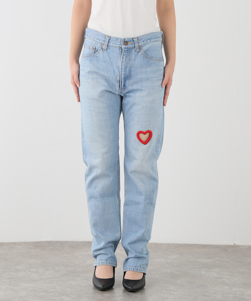 EDIT. FOR LULU(エディットフォールル)の「【Kiwanda Kiwanda/ キワンダキワンダ】 LoveEmbroideryDenim Red(デニムパンツ・レディース・ブルー系その他・30cm)」の2枚目の写真