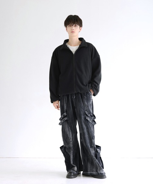 LILL（リル）の「スタンドネックダブルジップドローコードフリースジャケット（その他アウター・メンズ・ブラック/ヘザーチャコール・M/XL/L/S）」の9枚目の写真