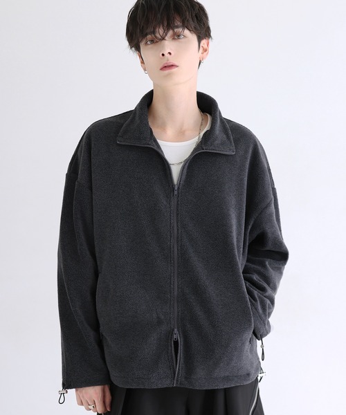 LILL（リル）の「スタンドネックダブルジップドローコードフリースジャケット（その他アウター・メンズ・ブラック/ヘザーチャコール・M/XL/L/S）」の13枚目の写真
