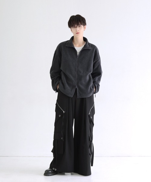 LILL（リル）の「スタンドネックダブルジップドローコードフリースジャケット（その他アウター・メンズ・ブラック/ヘザーチャコール・M/XL/L/S）」の18枚目の写真