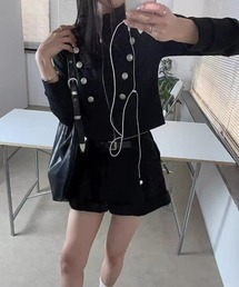 ナポレオンデザイン ショート丈 ジップアップトップス