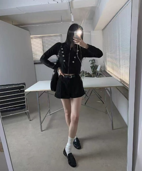 Ritzy(リッツィー)の「ナポレオンデザイン ショート丈 ジップアップトップス(その他トップス・レディース・グレー/ブラック・FREE)」の6枚目の写真