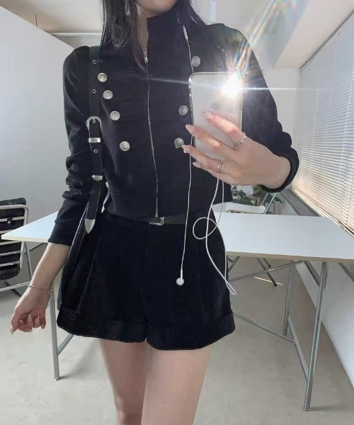 Ritzy(リッツィー)の「ナポレオンデザイン ショート丈 ジップアップトップス(その他トップス・レディース・グレー/ブラック・FREE)」の8枚目の写真