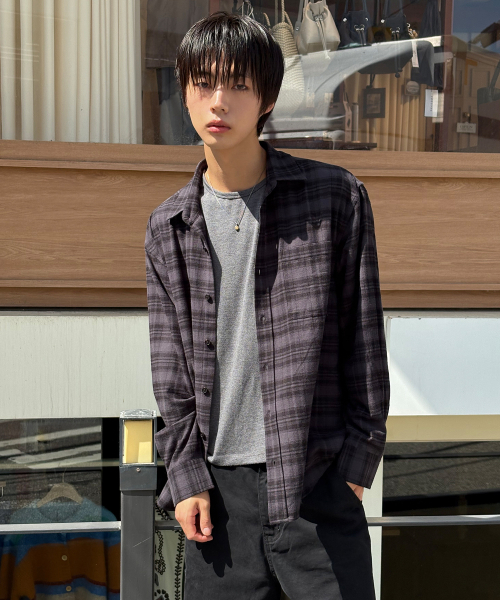 SIGNATURE（シグネチャ）の「ヴィンテージレギュラーチェックシャツ[チャコール]（シャツ/ブラウス・レディース・その他・MEDIUM/LARGE）」の3枚目の写真