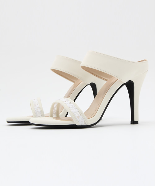 Re:EDIT（リエディ）の「ダブルベルトミュール（サンダル・レディース・ホワイト/ブルー系その他/ブラック/ピンク/ホワイト系その他/ホワイト×シルバー/ブラック×ブラック/マルチ/ホワイト×ブラック/ホワイト×ホワイト/シルバー・X-LARGE/MEDIUM/SMALL/LARGE）」の3枚目の写真