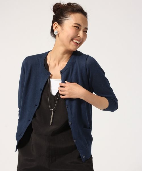 GLOBAL WORK（グローバルワーク）の「【UV加工】12ゲージコットンリネンクルーカーディガン7分袖/709464（カーディガン/ボレロ・レディース・グレー/ブルー/イエロー/ネイビー/オレンジ/カーキ/ブラック/ブラウン/ブルー系その他/ワインレッド・LARGE/SMALL/MEDIUM）」の7枚目の写真