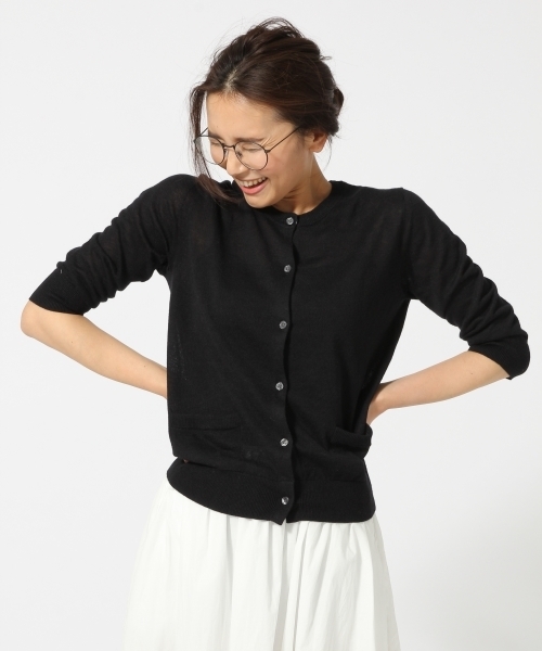 GLOBAL WORK（グローバルワーク）の「【UV加工】12ゲージコットンリネンクルーカーディガン7分袖/709464（カーディガン/ボレロ・レディース・グレー/ブルー/イエロー/ネイビー/オレンジ/カーキ/ブラック/ブラウン/ブルー系その他/ワインレッド・LARGE/SMALL/MEDIUM）」の5枚目の写真