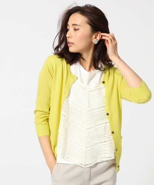 GLOBAL WORK（グローバルワーク）の「【UV加工】12ゲージコットンリネンクルーカーディガン7分袖/709464（カーディガン/ボレロ・レディース・グレー/ブルー/イエロー/ネイビー/オレンジ/カーキ/ブラック/ブラウン/ブルー系その他/ワインレッド・LARGE/SMALL/MEDIUM）」の8枚目の写真