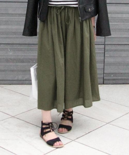 coen（コーエン）の「コットンローンソリッドスカ―チョ（その他パンツ・レディース・ブラック/オリーブ・MEDIUM/LARGE）」の2枚目の写真