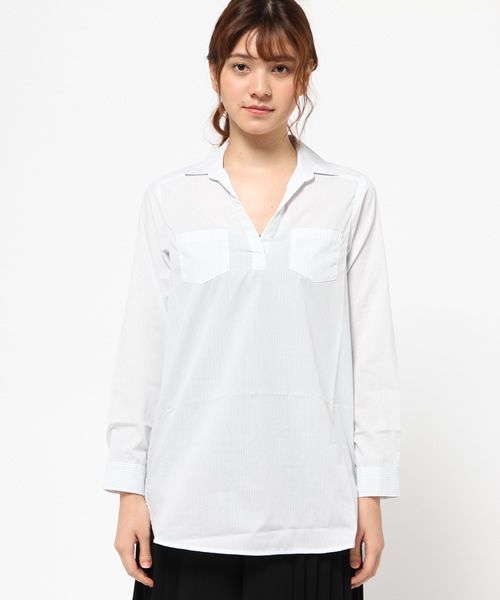 L&HARMONY（エルアンドハーモニー）の「[L&HARMONY / エルアンドハーモニー] ロングスキッパーシャツ（シャツ/ブラウス・レディース・サックスブルー・ONE SIZE）」の6枚目の写真