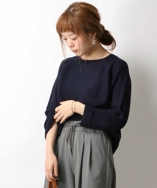 ikka(イッカ)の「5Gガータープルオーバー(ニット/セーター・レディース・ネイビー/ブラウン/チャコールグレー/ホワイト・FREE)」の4枚目の写真