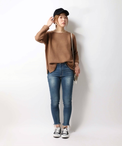 ikka(イッカ)の「5Gガータープルオーバー(ニット/セーター・レディース・ネイビー/ブラウン/チャコールグレー/ホワイト・FREE)」の17枚目の写真