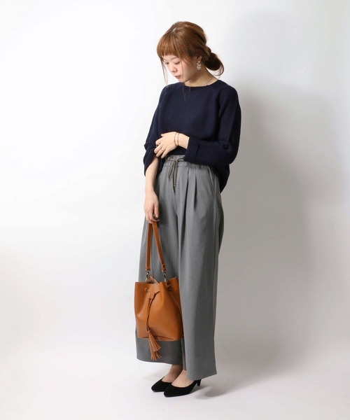 ikka(イッカ)の「5Gガータープルオーバー(ニット/セーター・レディース・ネイビー/ブラウン/チャコールグレー/ホワイト・FREE)」の14枚目の写真