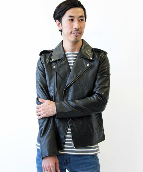 FREDY&GLOSTER(フレディアンドグロスター)の「ラムレザーベジタブルタンニンWライダースジャケット(ライダースジャケット・メンズ・ブラック・L/M)」の1枚目の写真