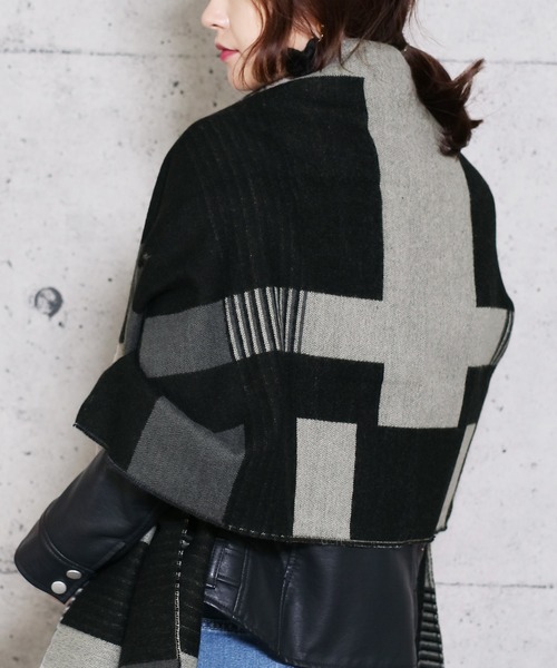 reca（レカ）の「ブロックチェック柄大判ストール（ストール/ショール・レディース・グレー/ブルー/ベージュ/ブラック/ネイビー/ピンク・FREE）」の21枚目の写真