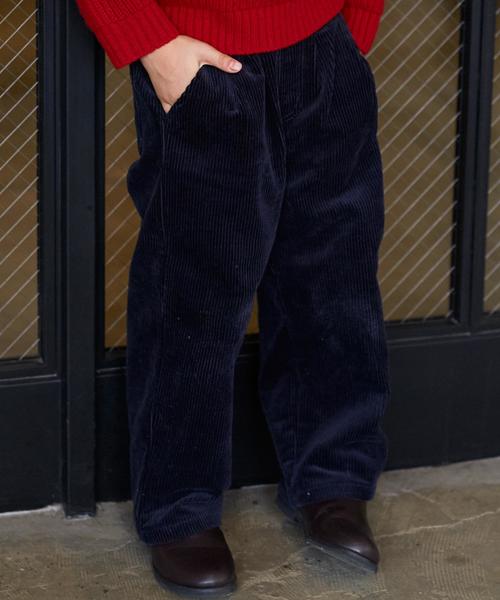 green label relaxing（グリーンレーベルリラクシング）の「■■■フトコール タックワイド パンツ フルレングス◆（その他パンツ・キッズ・ナチュラル/ネイビー・115/125/105）」の15枚目の写真