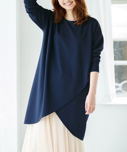 RANAN(ラナン)の「アシメデザインチュニック(Tシャツ/カットソー・レディース・カーキ/オフホワイト/ブラック/ネイビー/キャメル/チャコールグレー/サンドグレー/ライトピンク/オレンジ/ブルーグリーン/ライトグレー・LL/L/M/S/5L/3L/4L)」の22枚目の写真