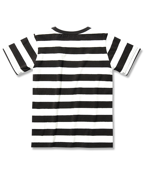 devirock(デビロック)の「先染めボーダーVネック半袖Tシャツ カットソー(Tシャツ/カットソー・キッズ・トリコロール/チャコール/ブラック・100cm/150cm/130cm/160cm/140cm/120cm/110cm)」の8枚目の写真