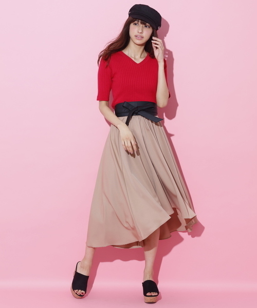 INGNI（イング）の「『MORE6月号掲載商品』12Gリブ5分袖ニット/レディーストップス-2017SS-（ニット/セーター・レディース・ブラック/ピンク系その他/その他/ラベンダー/マスタード/ブラウン/レッド/オフホワイト・MEDIUM）」の14枚目の写真