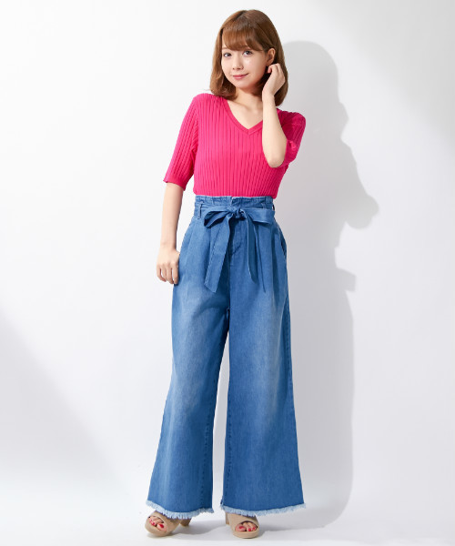 INGNI（イング）の「『MORE6月号掲載商品』12Gリブ5分袖ニット/レディーストップス-2017SS-（ニット/セーター・レディース・ブラック/ピンク系その他/その他/ラベンダー/マスタード/ブラウン/レッド/オフホワイト・MEDIUM）」の20枚目の写真