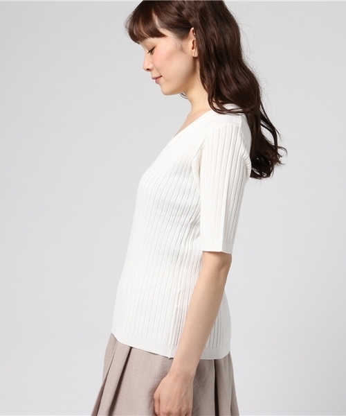 INGNI（イング）の「『MORE6月号掲載商品』12Gリブ5分袖ニット/レディーストップス-2017SS-（ニット/セーター・レディース・ブラック/ピンク系その他/その他/ラベンダー/マスタード/ブラウン/レッド/オフホワイト・MEDIUM）」の10枚目の写真