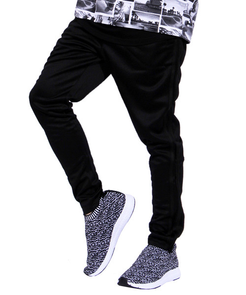 8(eight)(エイト)の「ジャージ スキニーパンツ ブラック スリムパンツ トラックパンツ(チノパンツ・メンズ・C/A/B・MEDIUM/LARGE)」の2枚目の写真