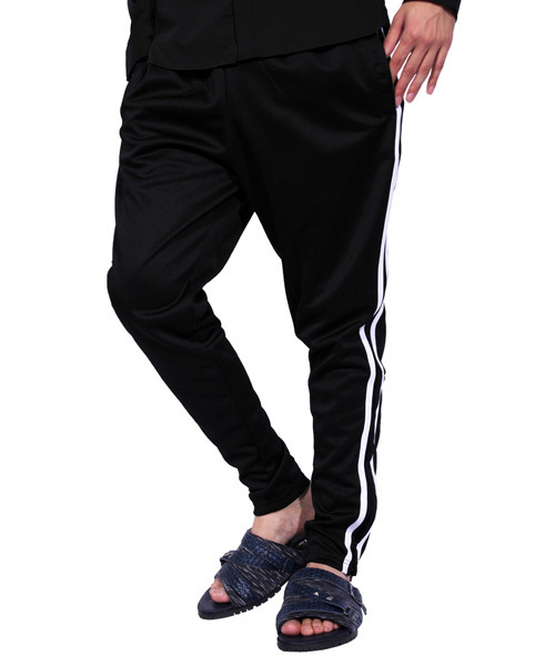 8(eight)(エイト)の「ジャージ スキニーパンツ ブラック スリムパンツ トラックパンツ(チノパンツ・メンズ・C/A/B・MEDIUM/LARGE)」の3枚目の写真