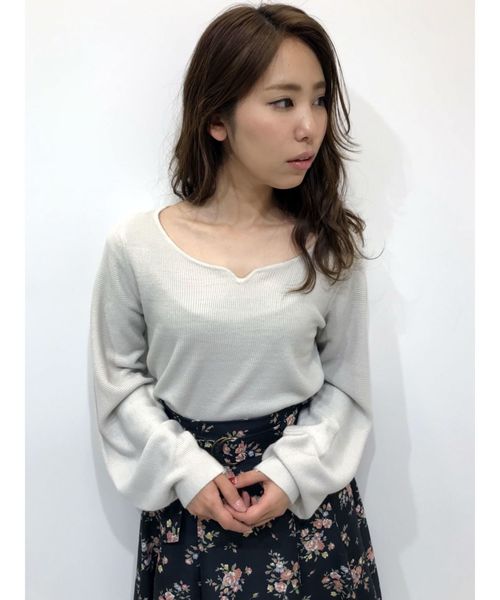 dazzlin（ダズリン）の「ハートシェイプニットトップス（ニット/セーター・レディース・ピンク/ブラウン/オフホワイト/マスタード/パープル/ライトグレー・FREE）」の12枚目の写真