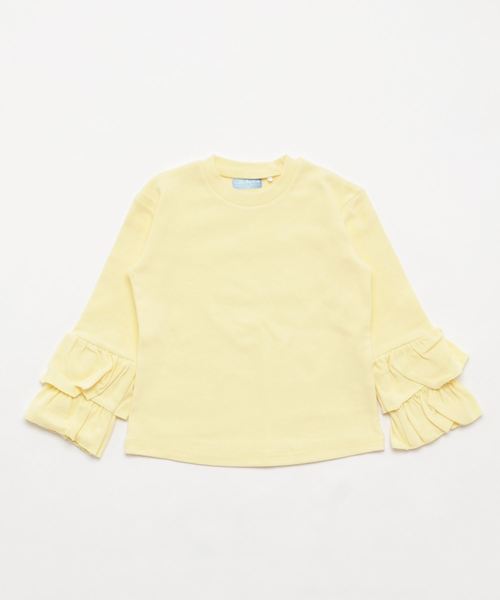 Catherine Cottage（キャサリンコテージ）の「プレミアムリブ　ダブルフリルスリーブカットソー（Tシャツ/カットソー・キッズ・イエロー系その他5・110/130/120/140）」の3枚目の写真