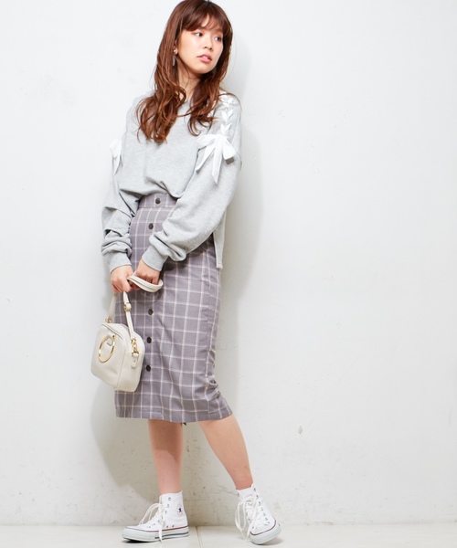 natural couture(ナチュラルクチュール)の「ウインドペンチェックスカート(スカート・レディース・ホワイト/グレー/ベージュ・FREE)」の9枚目の写真