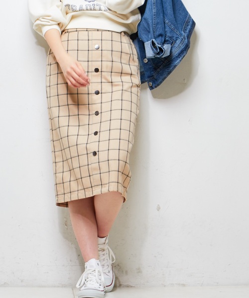 natural couture(ナチュラルクチュール)の「ウインドペンチェックスカート(スカート・レディース・ホワイト/グレー/ベージュ・FREE)」の13枚目の写真
