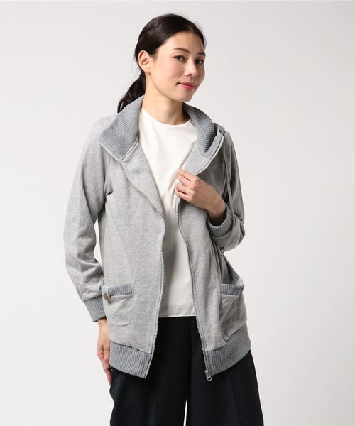 INTERPLANET（インタープラネット）の「裏毛ロングパーカー（ブルゾン・レディース・ブラック/グレー・FREE）」の9枚目の写真