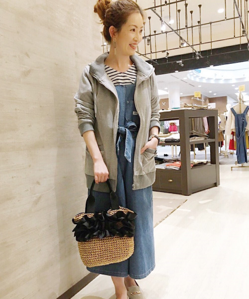 INTERPLANET（インタープラネット）の「裏毛ロングパーカー（ブルゾン・レディース・ブラック/グレー・FREE）」の6枚目の写真