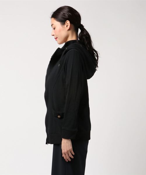 INTERPLANET（インタープラネット）の「裏毛ロングパーカー（ブルゾン・レディース・ブラック/グレー・FREE）」の3枚目の写真