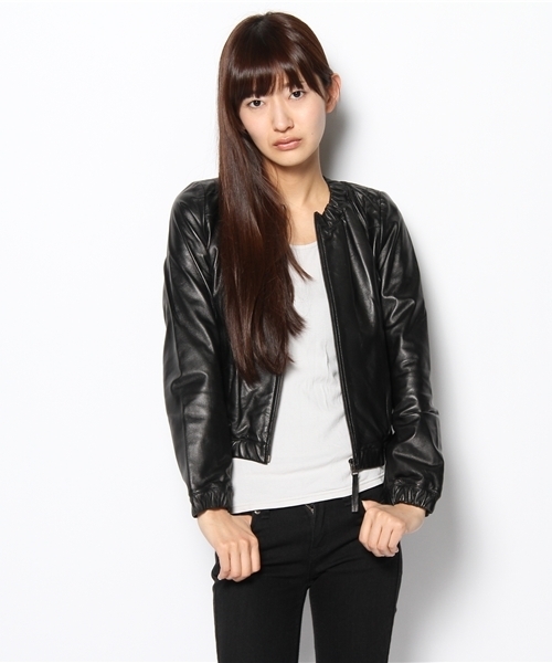 603（ロクマルサン）の「603 ノーカラーレザーブルゾン（その他アウター・レディース・ブラック/ダークブラウン・SMALL）」の5枚目の写真