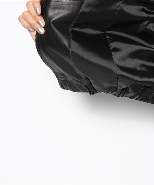 603（ロクマルサン）の「603 ノーカラーレザーブルゾン（その他アウター・レディース・ブラック/ダークブラウン・SMALL）」の8枚目の写真