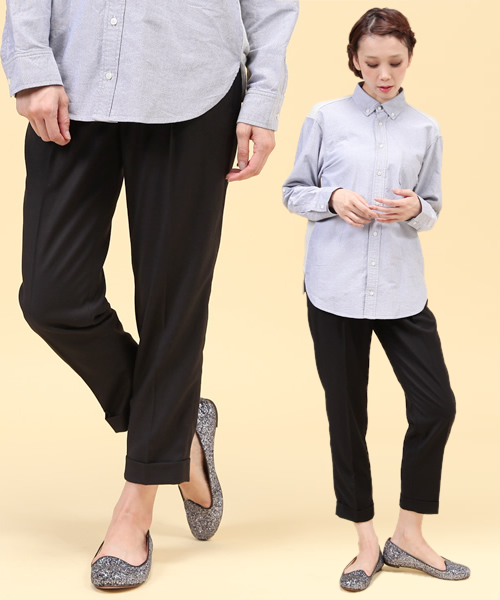 And A（アンドエー）の「T/Rクロップドパンツ（スラックス・レディース・ブラック/グレー・36/38）」の2枚目の写真